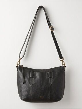 Fossil Skylar Black Leather Crossbody Bag Medium Adjustable Strap